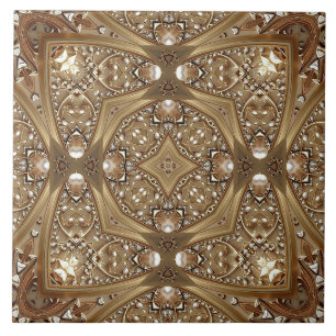 Golden Ornate Ceramic Tile