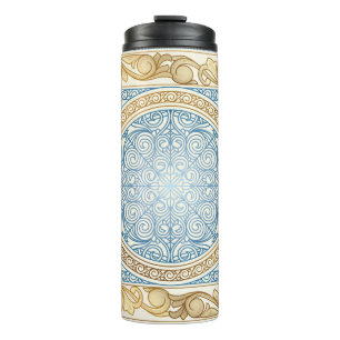 Golden ornate decorative vintage design thermal tumbler