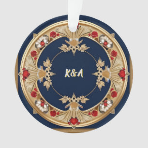 Golden Ornate Floral Circle Design Ornament