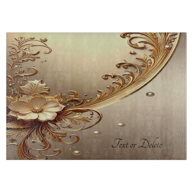 Golden Ornate Floral Cutting Board (Front)