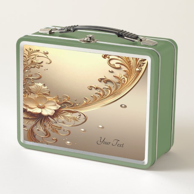 Golden Ornate Floral Lunch box (Front)