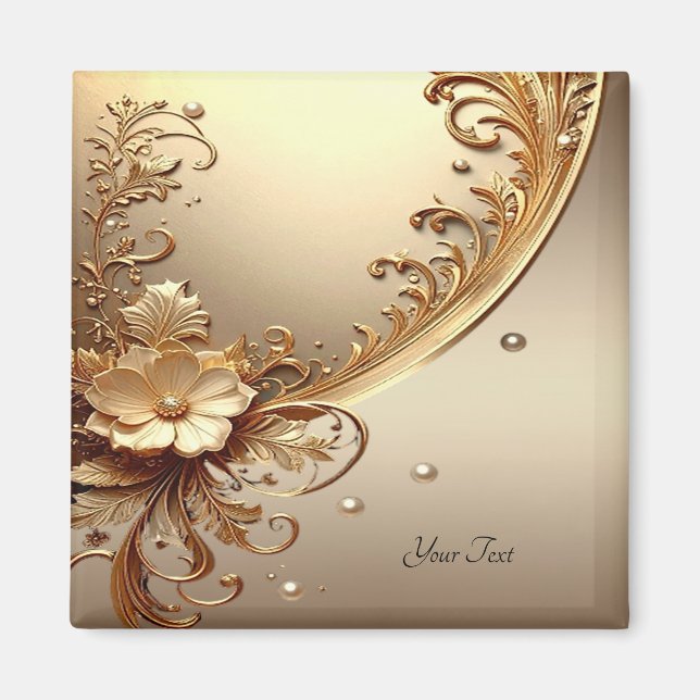 Golden Ornate Floral Magnet (Front)