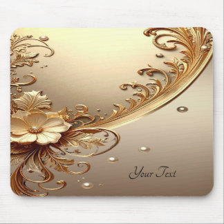 Golden Ornate Floral Mousepad