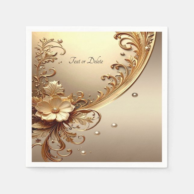 Golden Ornate Floral Napkin (Front)
