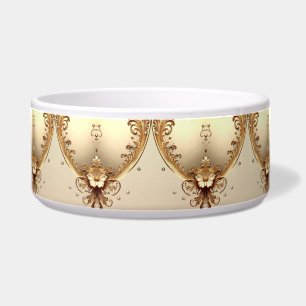 Golden Ornate Floral Pet Bowl