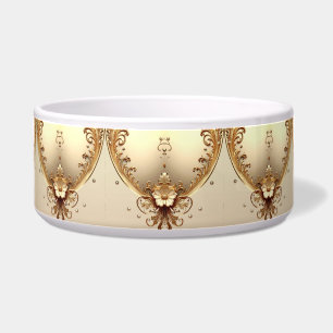 Golden Ornate Floral Pet Bowl