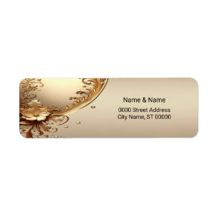 Golden Ornate Floral Return Address Label