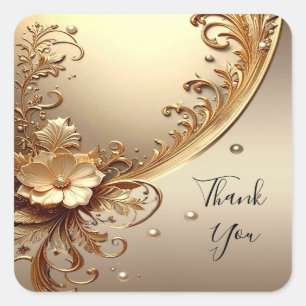 Golden Ornate Floral Sticker