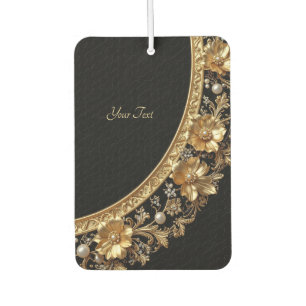 Golden Ornate Flowers Air Freshener