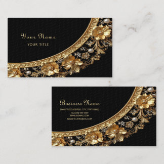 Golden Ornate Flowers Business Card