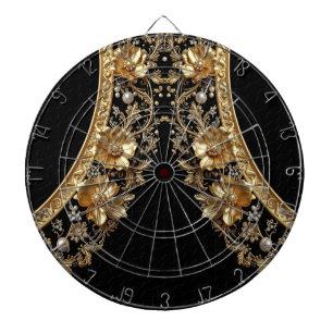 Golden Ornate Flowers Dartboard