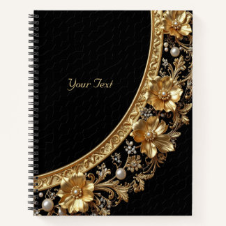 Golden Ornate Flowers Notebook