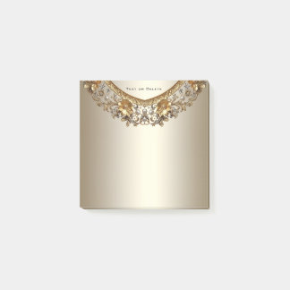 Golden Ornate Flowers Post it Notes