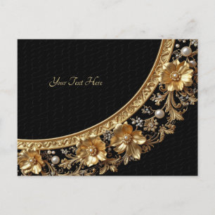 Golden Ornate Flowers Postcard