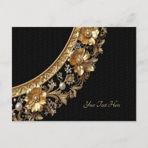 Golden Ornate Flowers Postcard