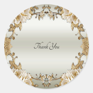 Golden Ornate Flowers Seal Sticker