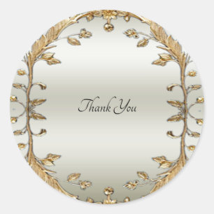 Golden Ornate Flowers Seal Sticker