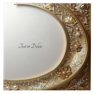 Golden Ornate Frame Ceramic Tile