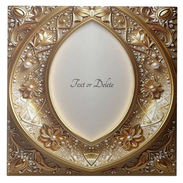 Golden Ornate Frame Ceramic Tile (Front)