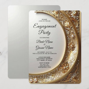 Golden Ornate Frame Engagement Invitation