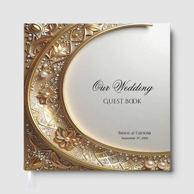 Golden Ornate Frame Guest Book (Front)