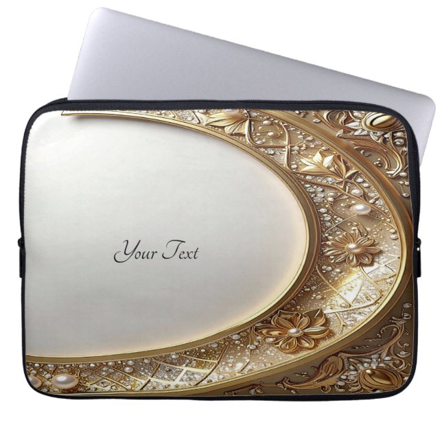 Golden Ornate Frame Laptop Sleeve (Front)