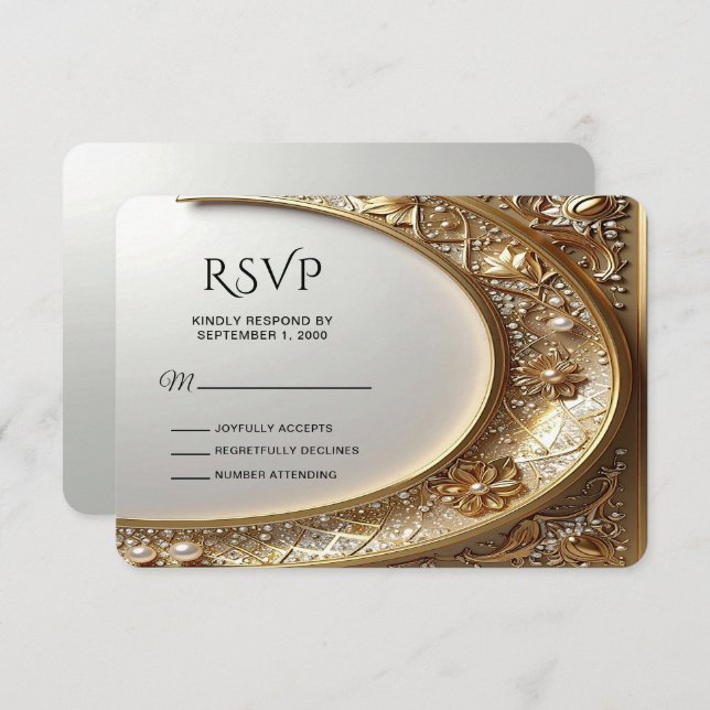 Golden Ornate Frame RSVP Card (Front/Back)