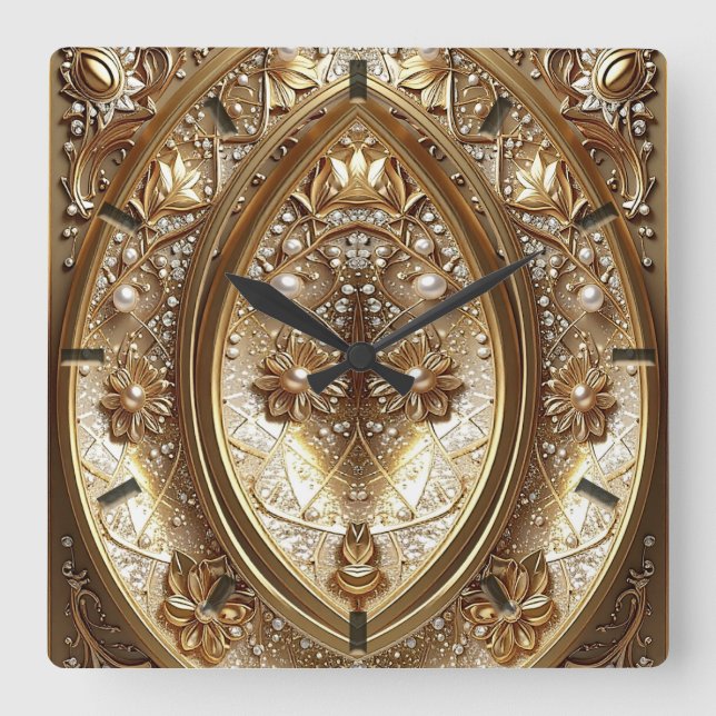Golden Ornate Frame Wall Clock (Front)