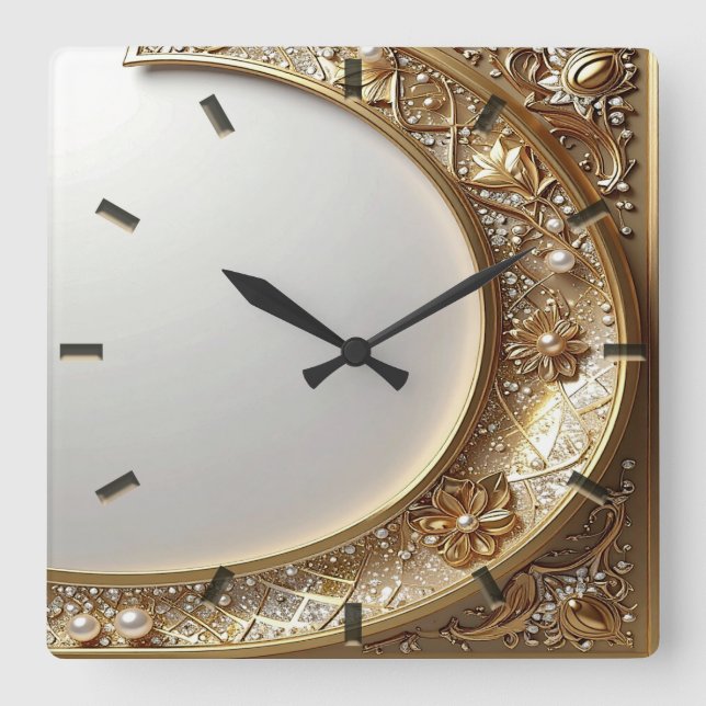 Golden Ornate Frame Wall Clock (Front)