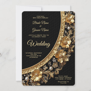 Golden Ornate Frame Wedding Invitation