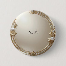 Golden Ornate Frame with Pearls Button