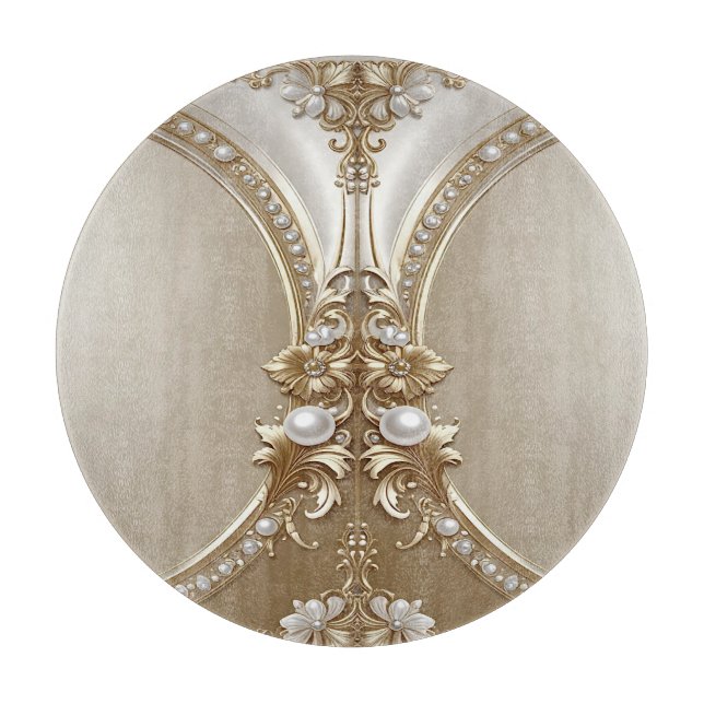 Golden Ornate Frame with Pearls Cutting Board (Front)