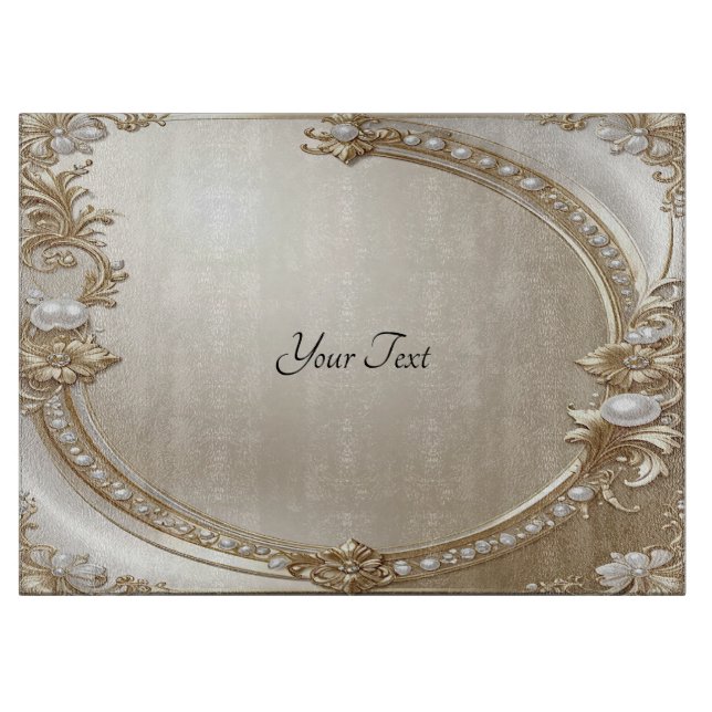 Golden Ornate Frame with Pearls Cutting Board (Front)
