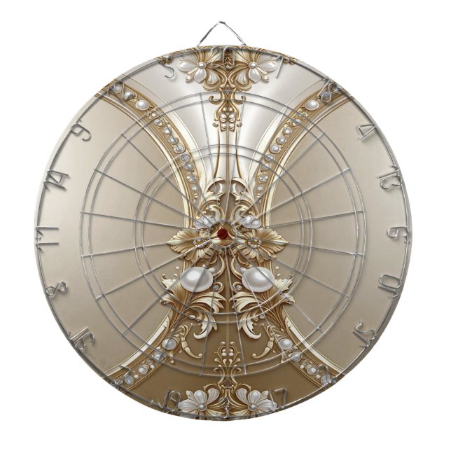 Golden Ornate Frame with Pearls Dartboard (Front)
