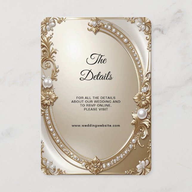 Golden Ornate Frame with Pearls Detail Enclosure Card (Front)