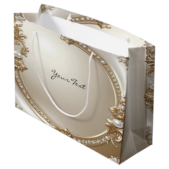 Golden Ornate Frame with Pearls Gift Bag (Back Angled)