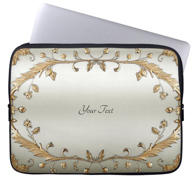 Golden Ornate Laptop Sleeve (Front)
