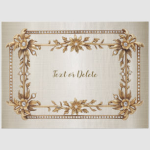 Golden Ornate Rectangle Dimond Flowers Shiny Tissue Paper