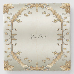Golden Ornate Stone Coaster