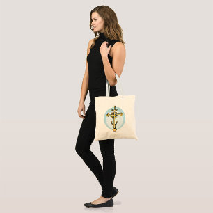 Golden Orthodox Cross Religious Symbol Tote Bag