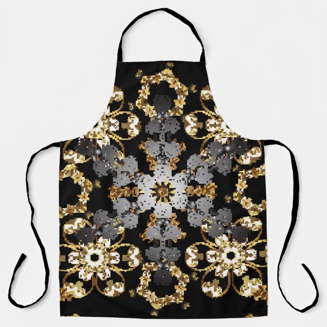 Golden outline floral decor. Eastern style element Apron (Front)