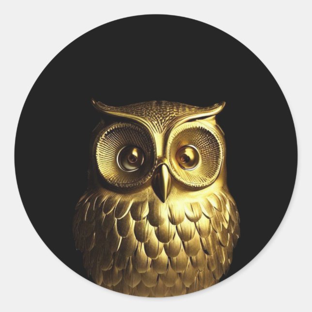 Golden Owl Classic Round Sticker (Front)