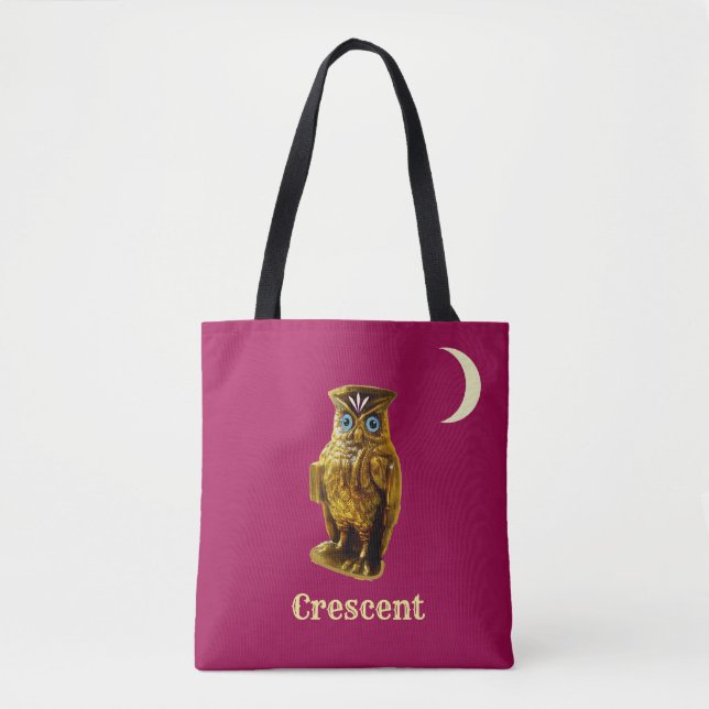 Golden Owl & Crescent Moon Tote Bag (Front)
