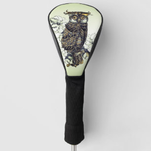 Golden Owl Green Orchids Golf Head Cover