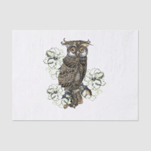 Golden Owl Green Orchids Tissue Paper