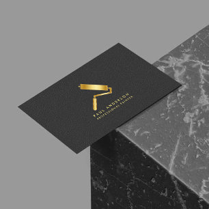 Golden Paint Roller Logo Professional Painter Business Card
