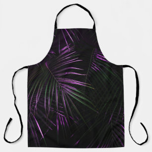 Golden painted date palm leaf closeup on dark blac apron
