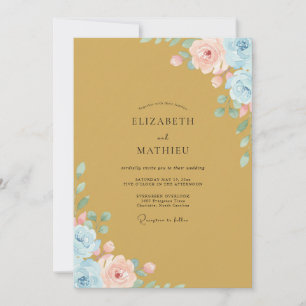 Golden Painted Wildflower Wedding Invitation