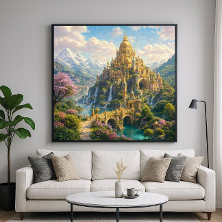 Golden Palace Fantasy Landscape Poster