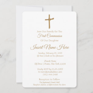Golden Palm Cross Communion, Baptism Invitations